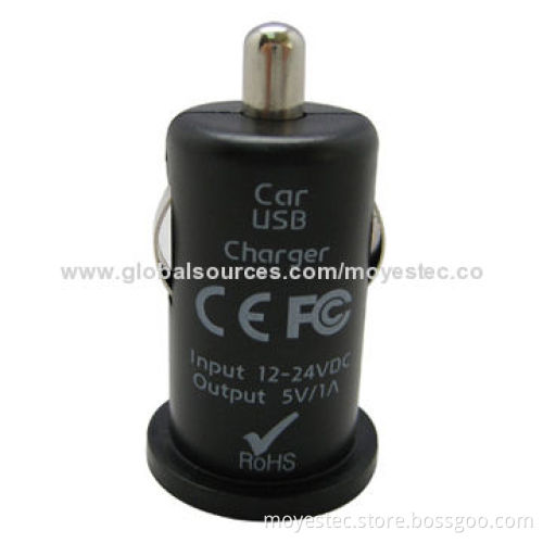 USB Car Charger, 5V/1,000mA, for iPhone and Mobile Phones, with Built-in Short-circuit Protection